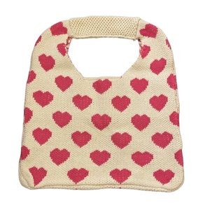 Handwoven Sweater Purse with Pink Hearts NWT